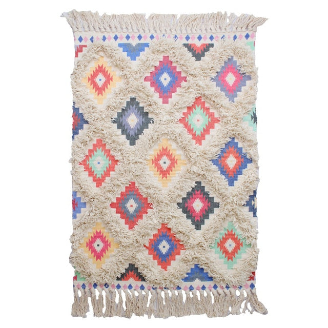 Tapis MinMarocco tricots 100% Coton tissés main | Bambou Calme
