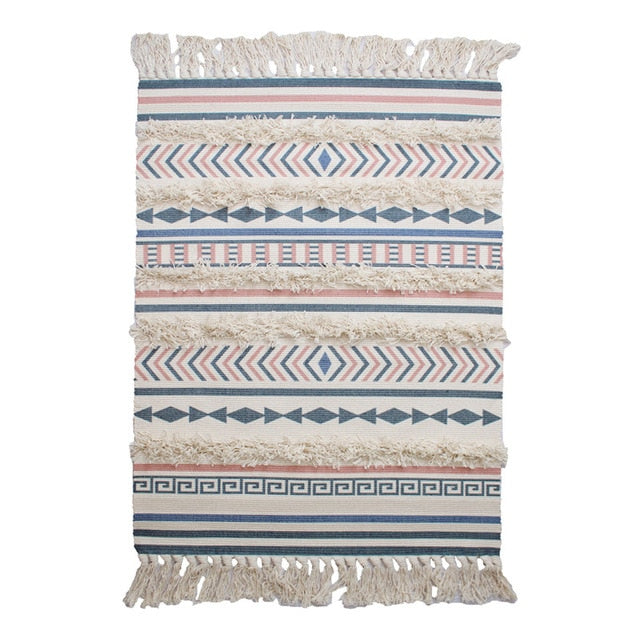 Tapis MinMarocco tricots 100% Coton tissés main | Bambou Calme