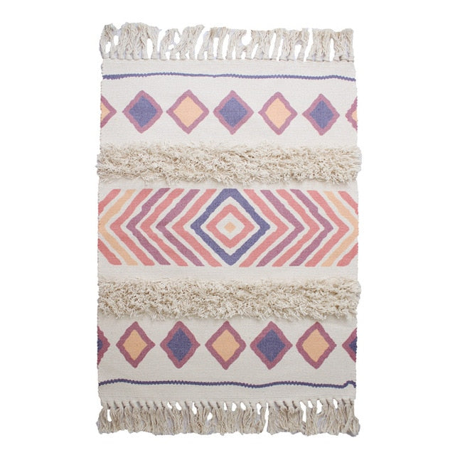 Tapis MinMarocco tricots 100% Coton tissés main | Bambou Calme