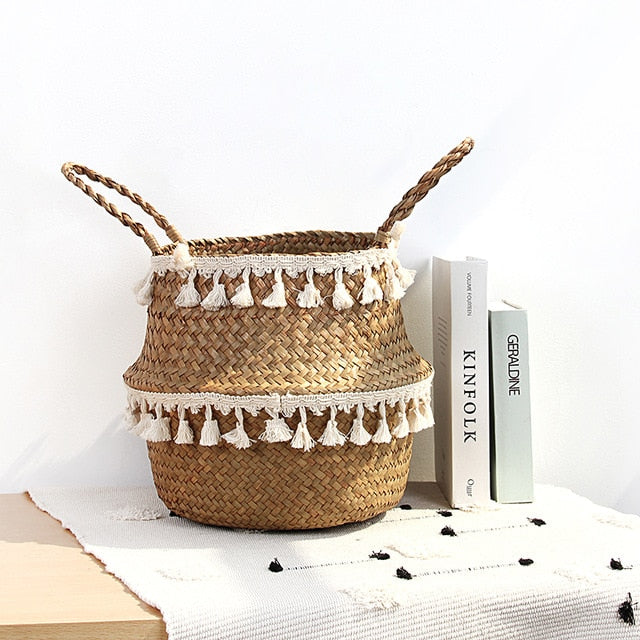 Panier décoratif tissé en Jonc de Mer | Bambou Calme