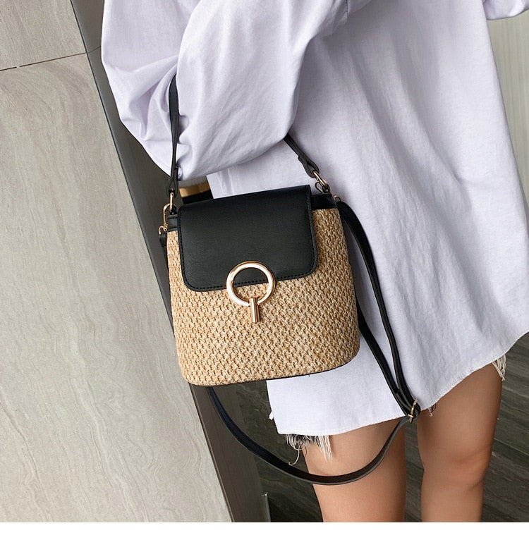 Sac Rond Paille Paris Flocky | Bambou Calme