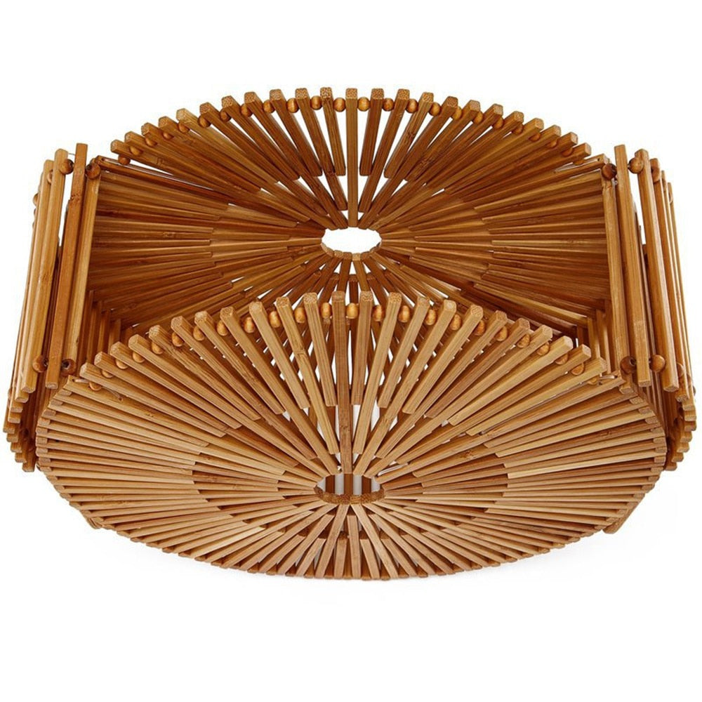 Cabas Paille Camel Souple Rond Bambou | Bambou Calme