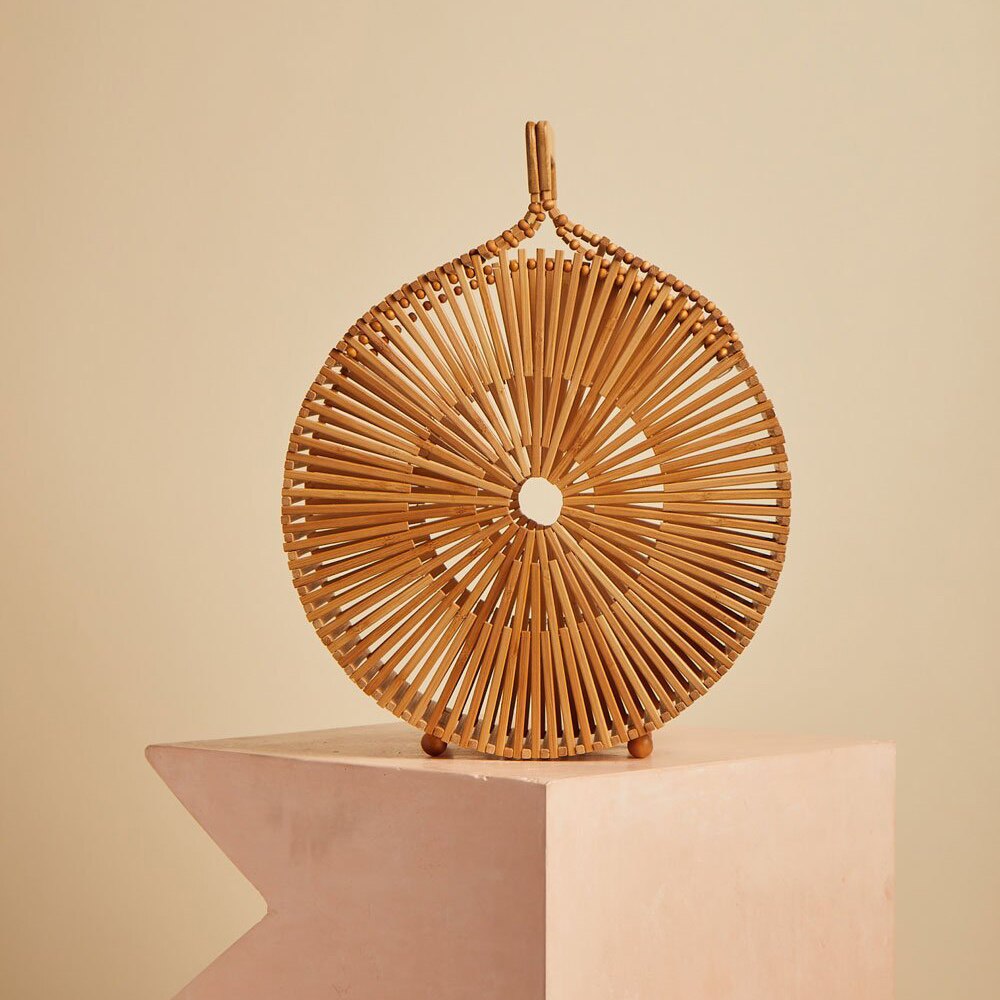Cabas Paille Camel Souple Rond Bambou | Bambou Calme