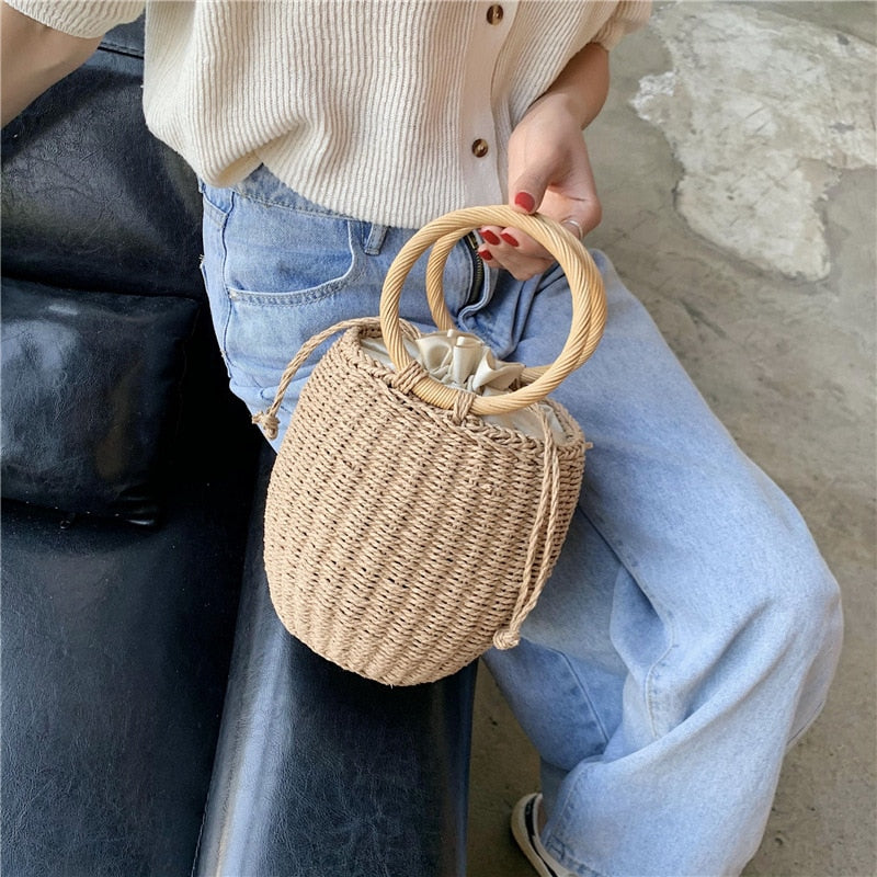 Sac Rond Paille Pot de Miel Souple | Bambou Calme