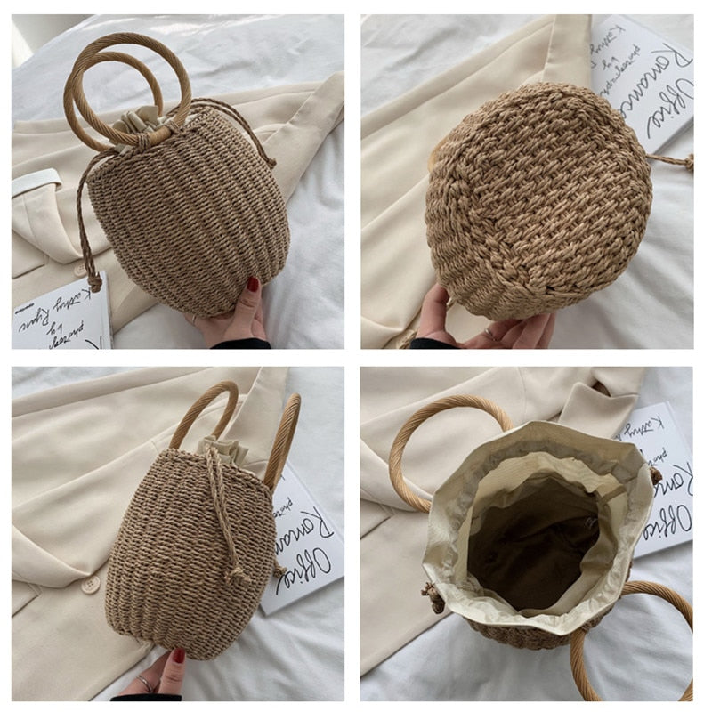 Sac Rond Paille Pot de Miel Souple | Bambou Calme