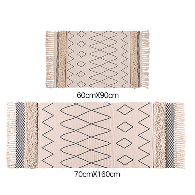 Tapis MinMarocco tricots 100% Coton tissés main | Bambou Calme