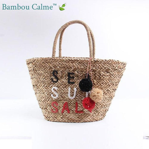 Cabas Paille avec Grelots Sea Sun Salt | Bambou Calme