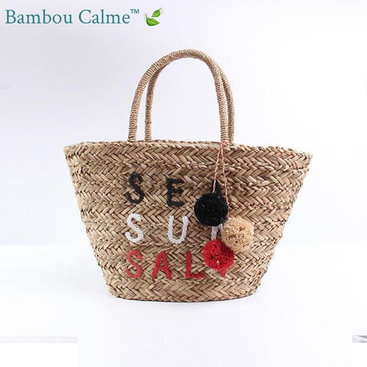 Cabas Paille avec Grelots Sea Sun Salt | Bambou Calme