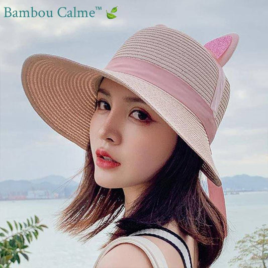 Chapeau de Paille Bonze Oreilles de Chat | Bambou Calme