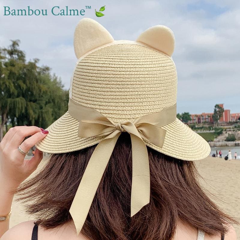Chapeau de Paille Bonze Oreilles de Chat | Bambou Calme