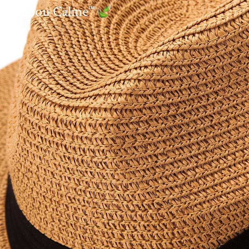 Chapeau de Paille Brun avec Lanière Noir La Tropézienne | Bambou Calme