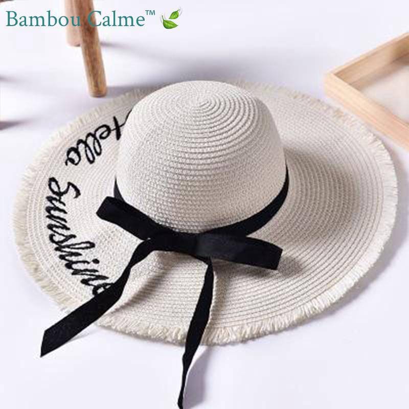 Chapeau de Paille Hello Sunshine Blanc | Bambou Calme