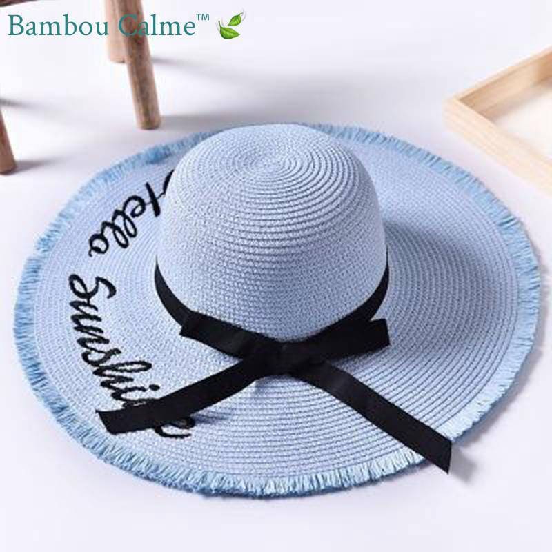 Chapeau de Paille Hello Sunshine Bleu | Bambou Calme