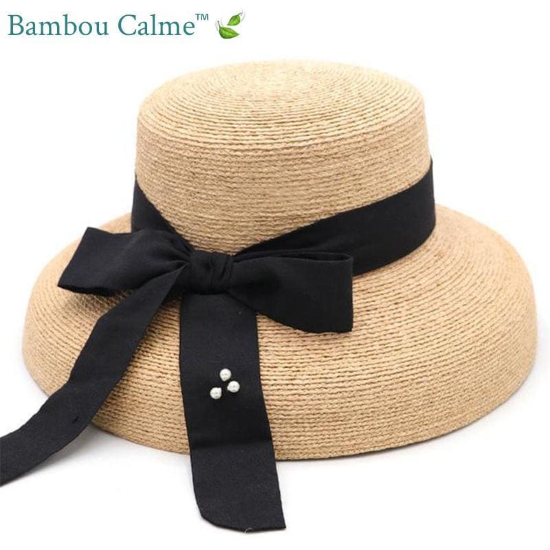 Chapeau de Paille Nature avec Ruban Noir Temply | Bambou Calme