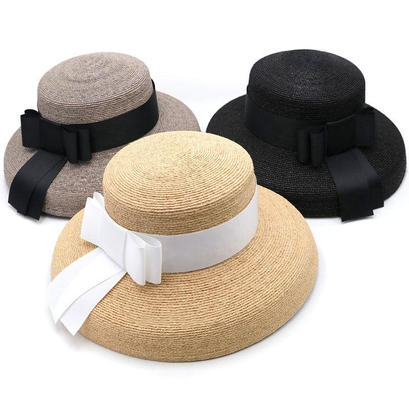 Chapeau de Paille Noir avec Ruban Noir Temply | Bambou Calme