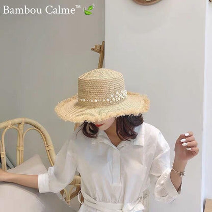 Chapeau de Paille Paysan Mer Perlée | Bambou Calme