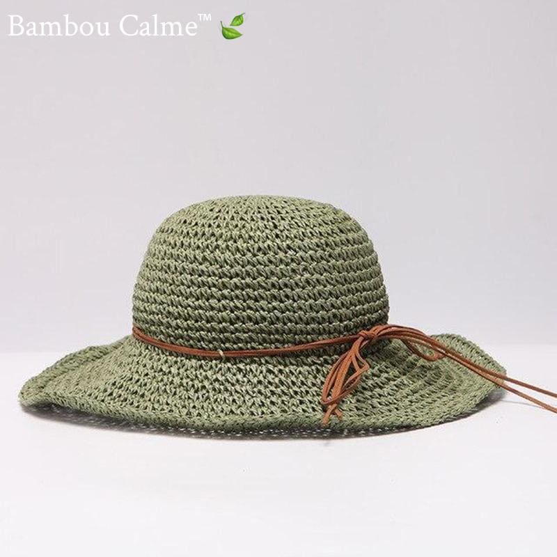 Chapeau de Paille Paysan Vert | Bambou Calme