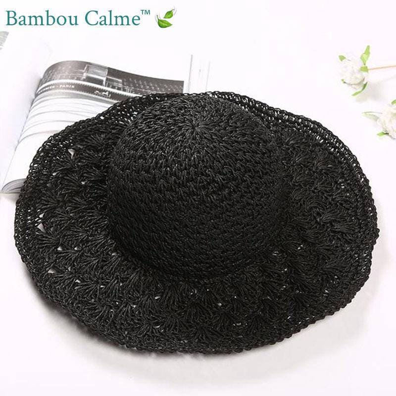 Chapeau de Paille Noir Rosalie | Bambou Calme