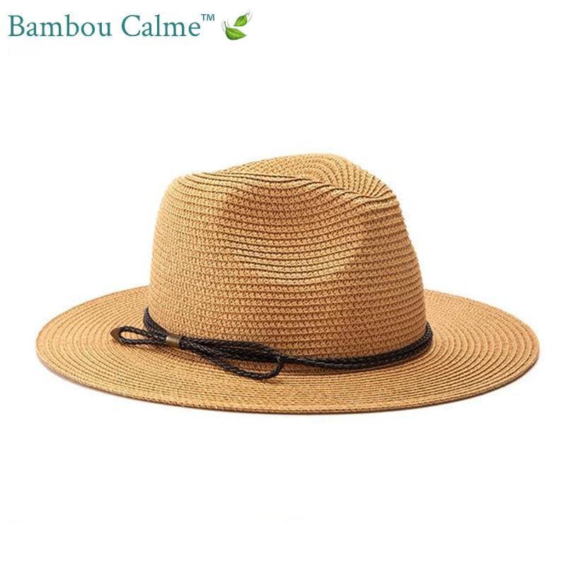 Chapeau de Paille avec Lanière Marron La Tropézienne Soleil | Bambou Calme