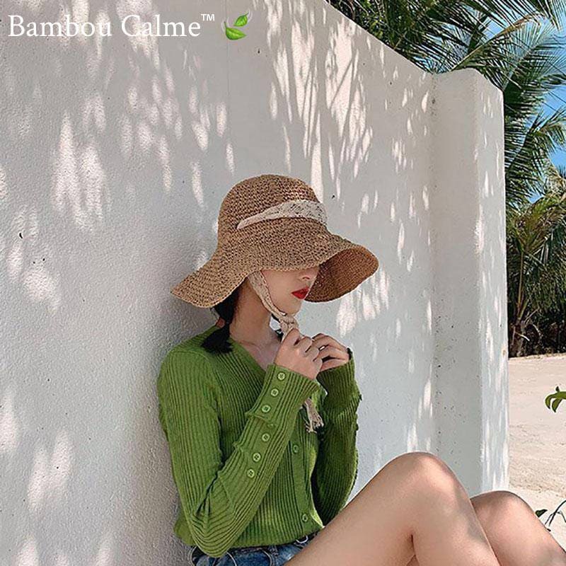 Chapeau de Paille avec Ruban Sweetie | Bambou Calme