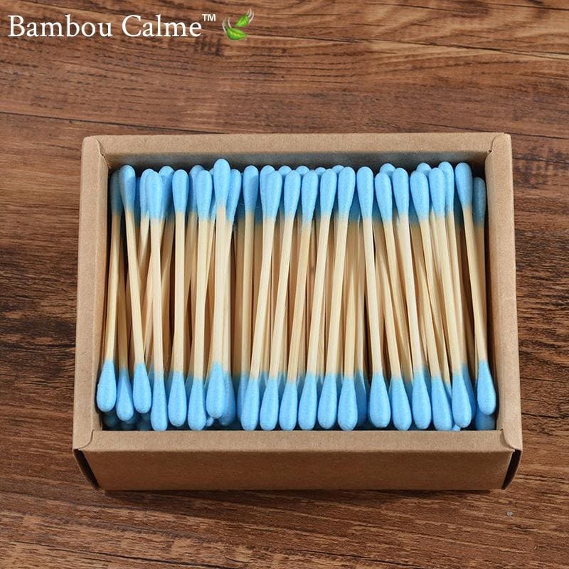 1000 Cotons-tiges Biodégradables Bleus | Bambou Calme