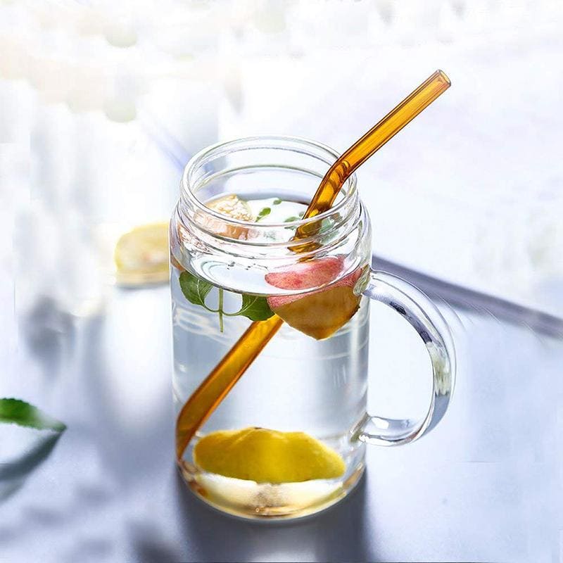 Pailles Pliées Natures en Verre avec Goupillon | Bambou Calme