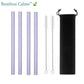 Pailles Violettes en Verre avec Étui Noir et Goupillon | Bambou Calme