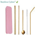 Pailles Inox Dorées avec Goupillon et Étui Rose | Bambou Calme