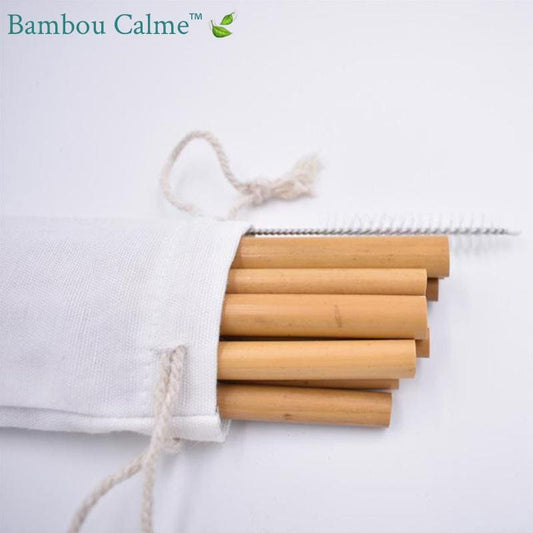 Pailles en Bambou avec Pochette | Bambou Calme