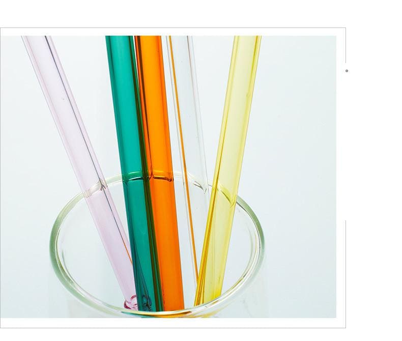 Pailles en Verre Orange avec Col | Bambou Calme