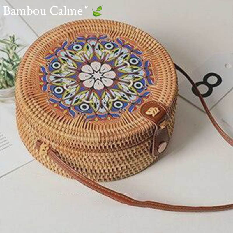 Sac Paille Rond <br>Little Rotin Blumi Style