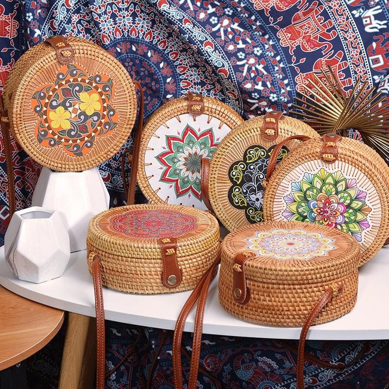 Sac top paille doré