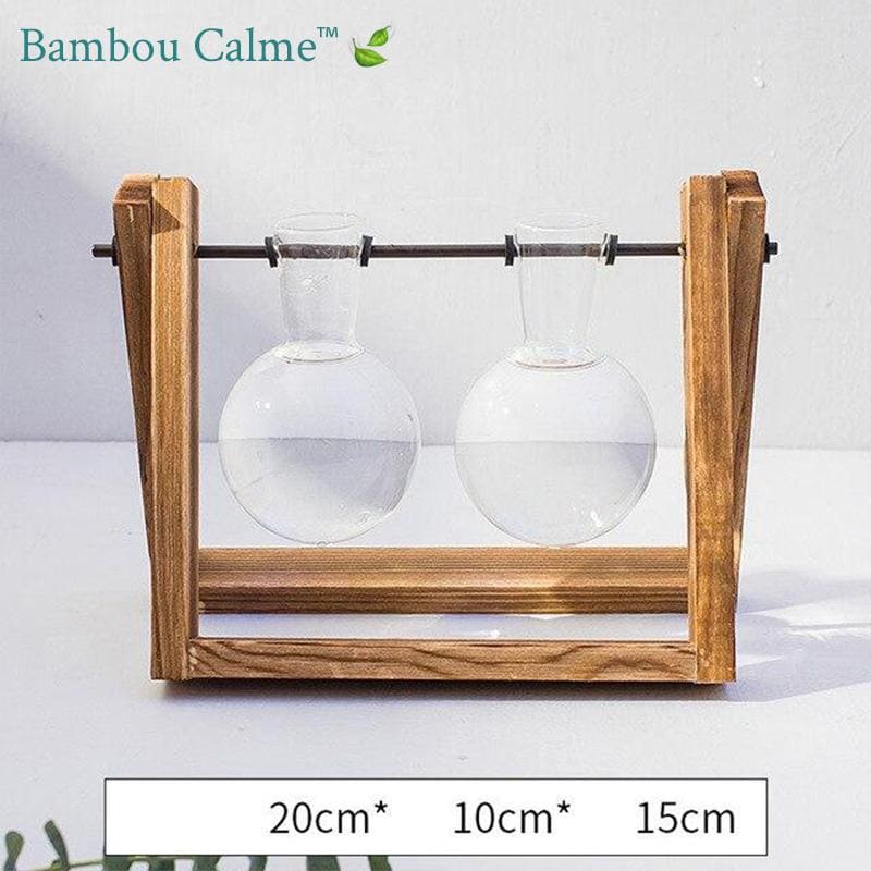 Support ChiMin en Bois avec Vases MiniNord | Bambou Calme