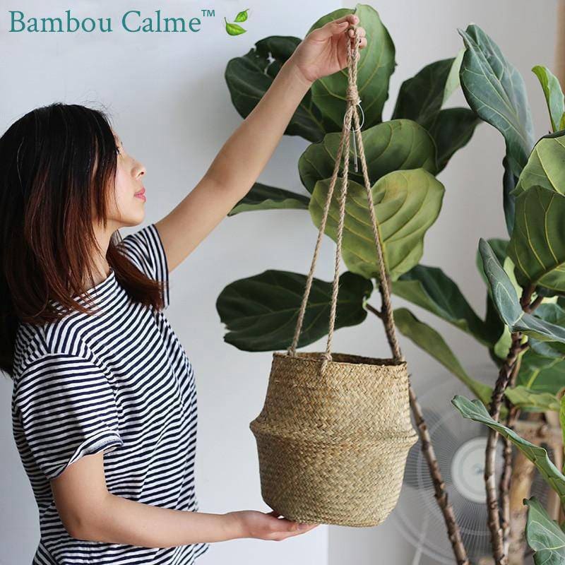 Suspension jardinière FrontLove en Rotin | Bambou Calme