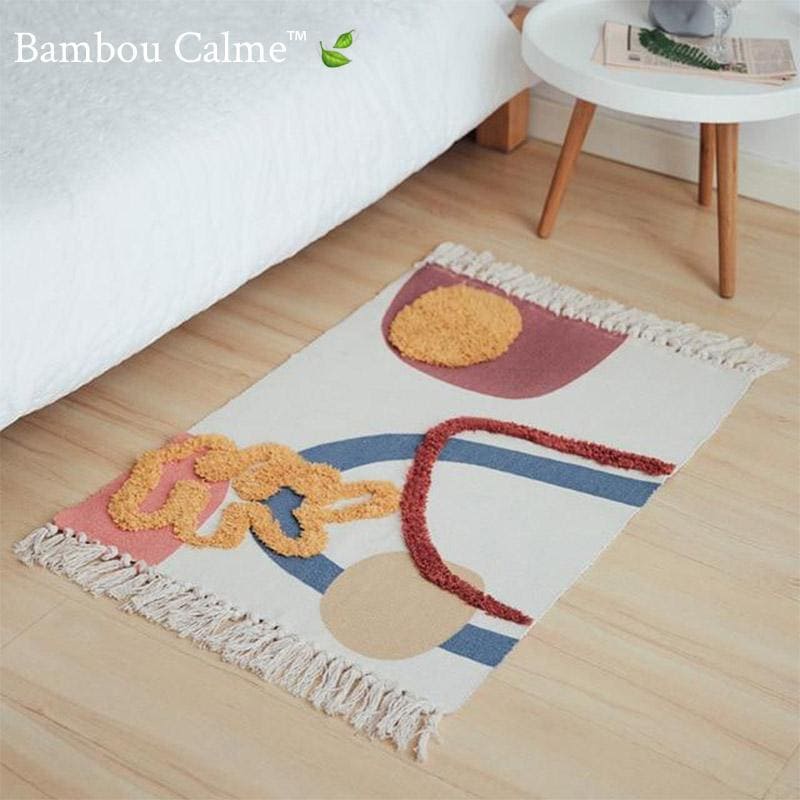 Tapis MinDiamond tricots 100% Coton tissés main | Bambou Calme