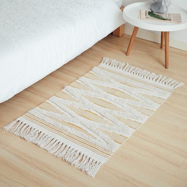 Tapis MinDiamond tricots 100% Coton tissés main | Bambou Calme