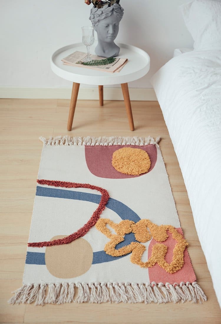 Tapis MinDiamond tricots 100% Coton tissés main | Bambou Calme