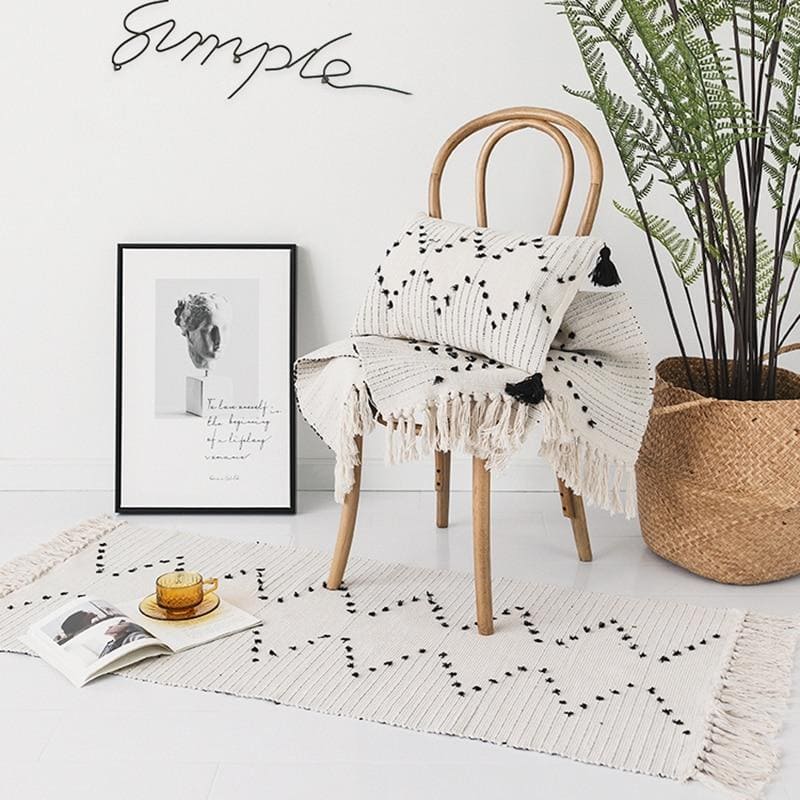 Tapis MinFrange tricots 100% Coton tissés main | Bambou Calme