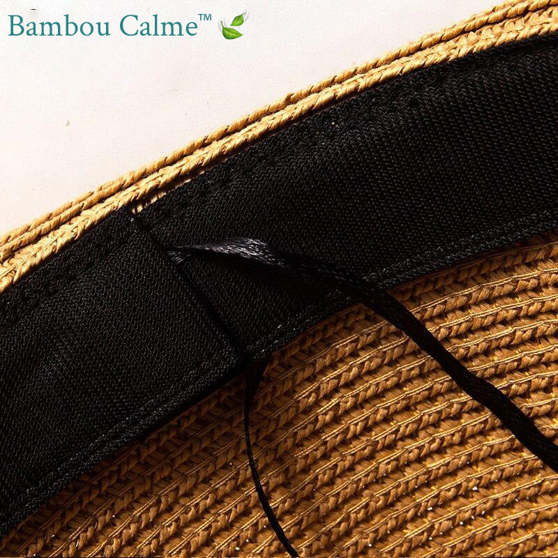 Chapeau de Paille Noir avec Ruban Noir La Tropézienne | Bambou Calme
