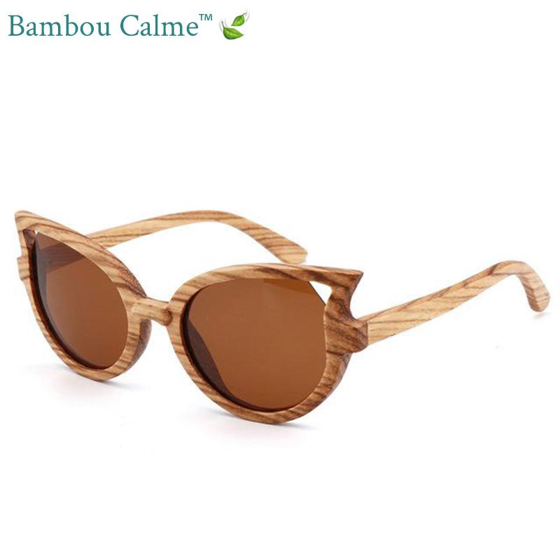 Lunettes de Soleil Flower Marrons en Bois avec Étui