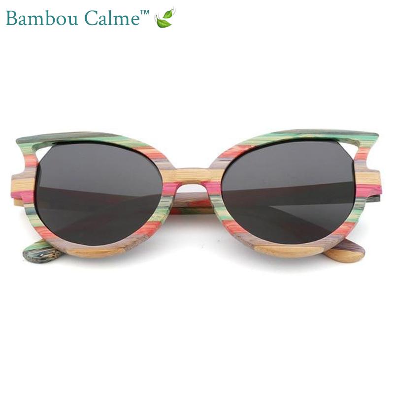 Lunettes de Soleil en Bois Noires Papillon | Bambou Calme