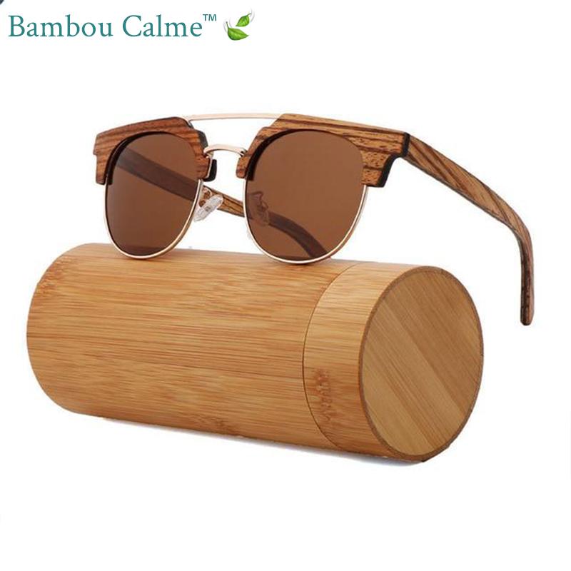 Lunettes de Soleil en Bois Marrons Blues | Bambou Calme