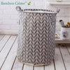 Panier à Linge Rond ZigZag Gris | Bambou Calme