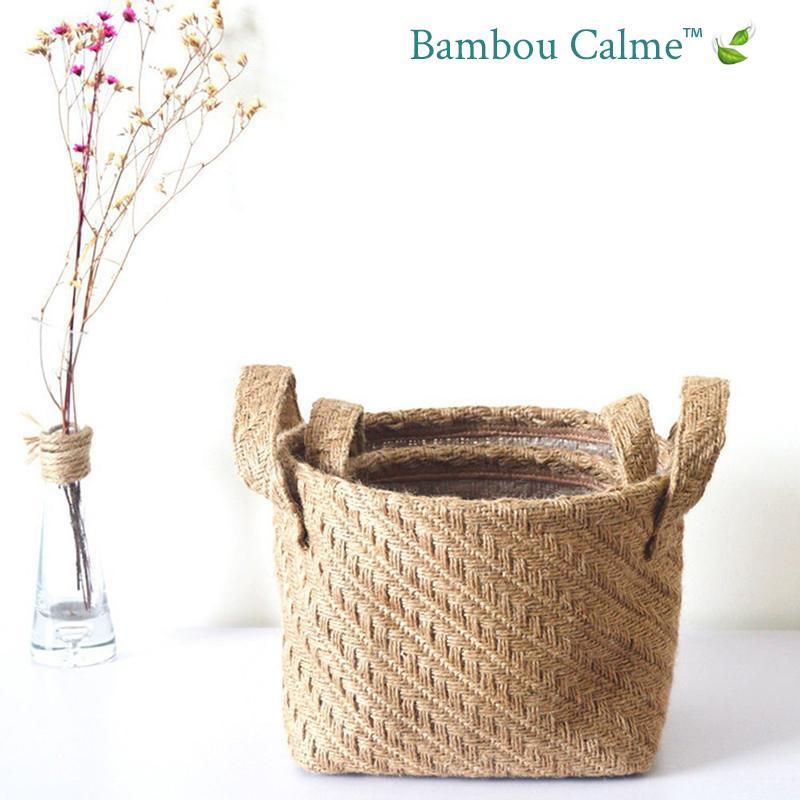 Panier rangement FlowerPot en jute | Bambou Calme