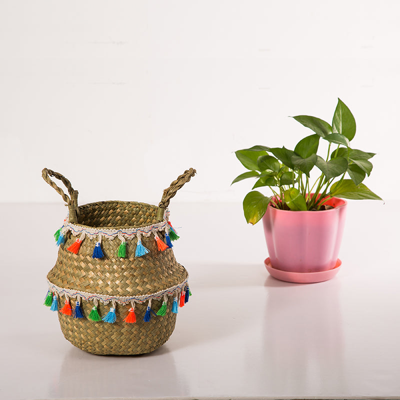 Panier tissé à Grelots pour Pot de fleurs | Bambou Calme™ 🍃
