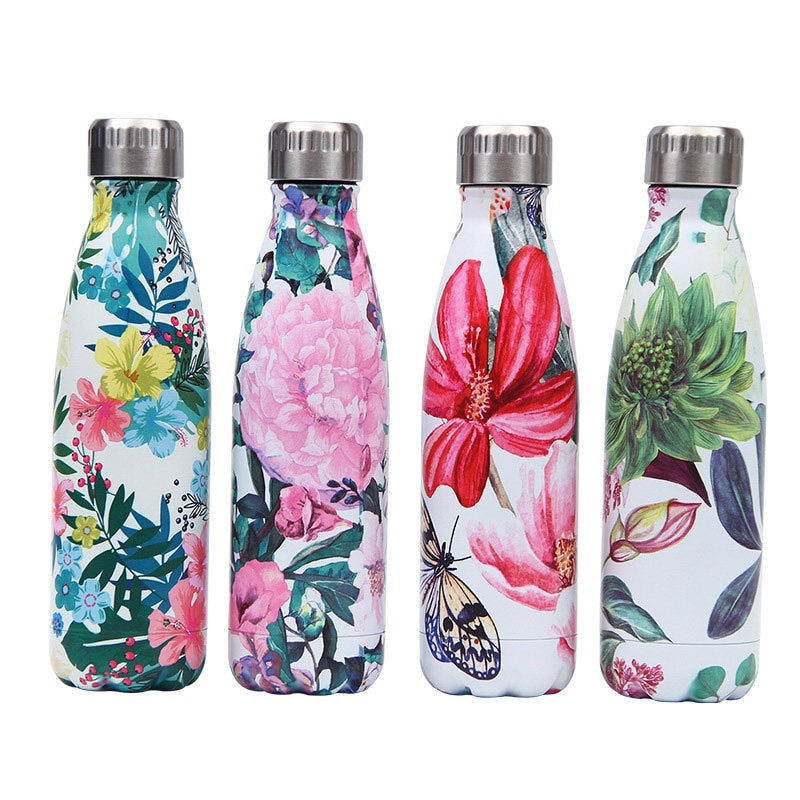 Gourde Inox Fleurs Peinture Jungle Ciel