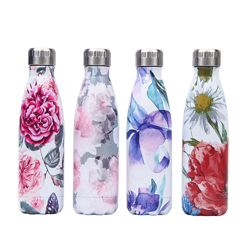 Gourde Inox Peinture Fleurs