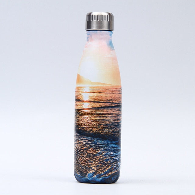 Gourde Inox Coucher de Soleil Plage