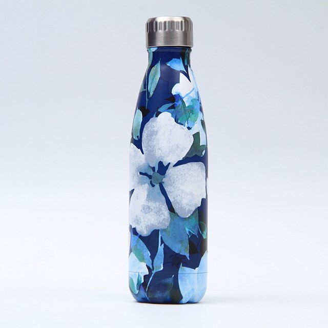 Gourde Inox Fleurs Iris Bleues