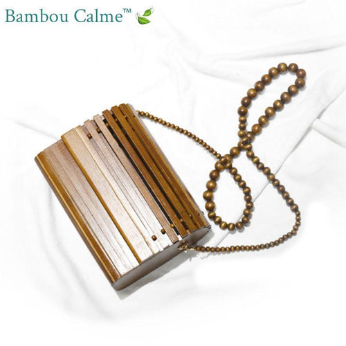 Sac à Main Casier perlé Marron rétro en Bambou | Bambou Calme